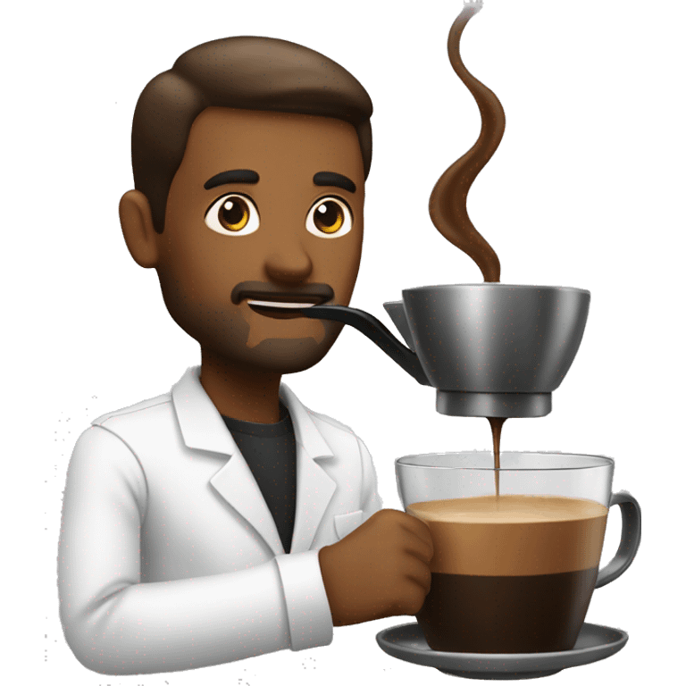 Man making coffee with a coffee matchine emoji