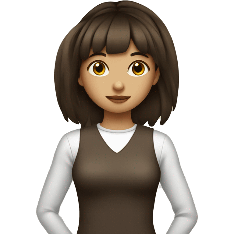 girl with bangs dark brown hair drinking a coffee Created 6 days emoji