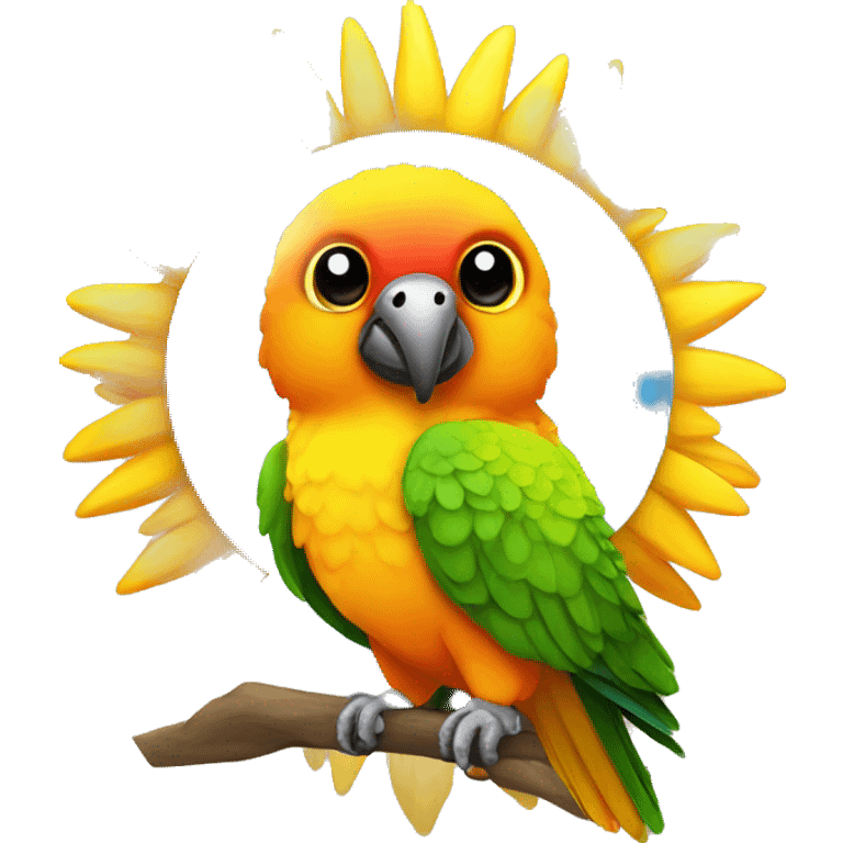 Sun conure with halo emoji