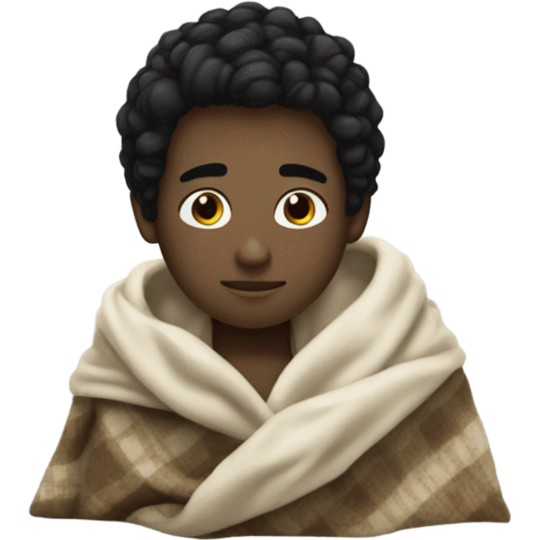 White boy black hair with a blanket on emoji