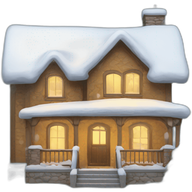 House with snow emoji