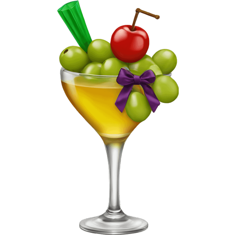 cocktail pick with a bow and 3 olives emoji