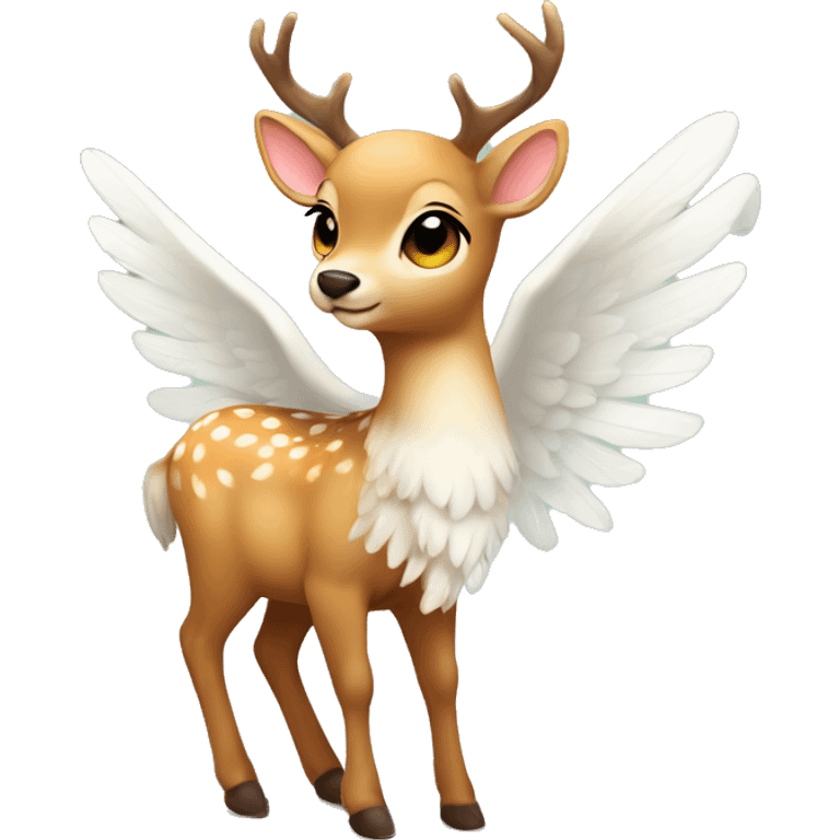 cute deer with angel wings emoji