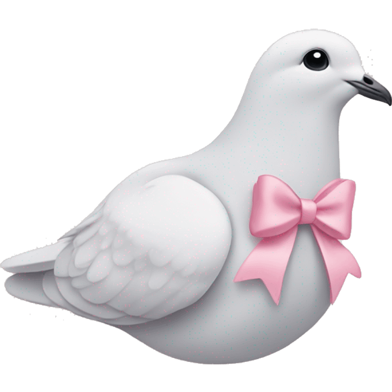 dove with light pink bow around neck emoji