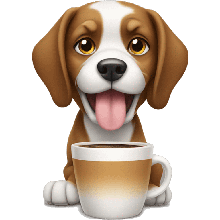 Dog holding coffee emoji