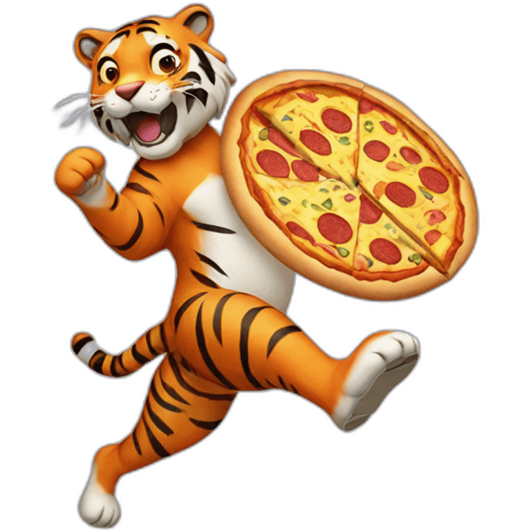 tiger running with one pizza emoji