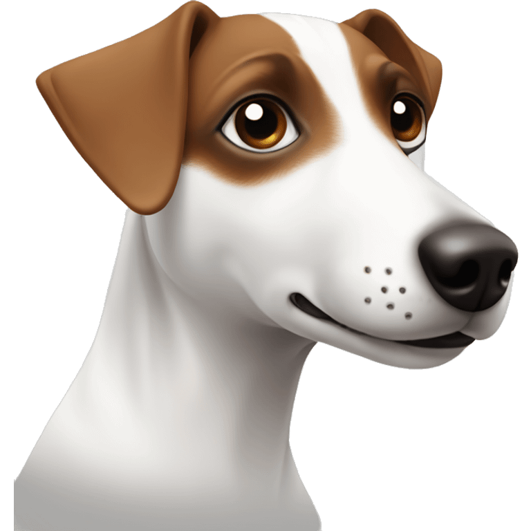 White jack russel with brown patch on his eye and ears emoji