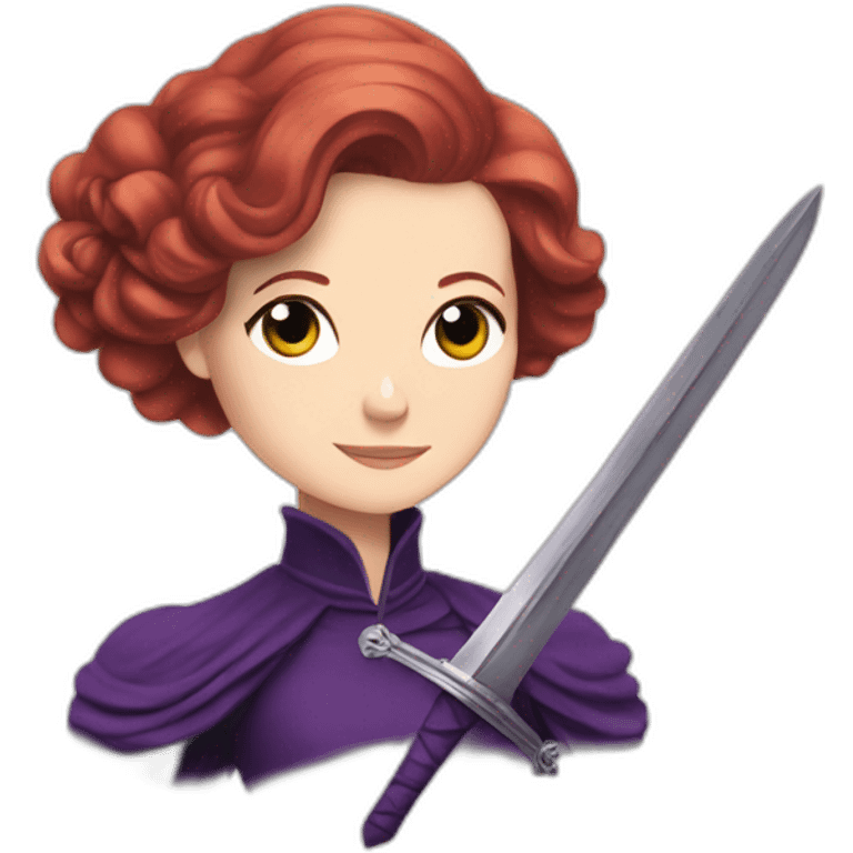 Audrey fleurot in purple with sword emoji