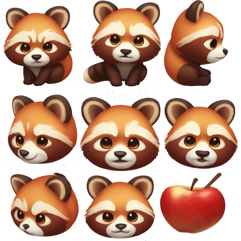 Bitten apple red panda emoji emoji