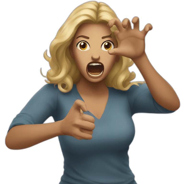 A woman acting like a monster with her hand and her face says grrr. Both hands are visible !  emoji