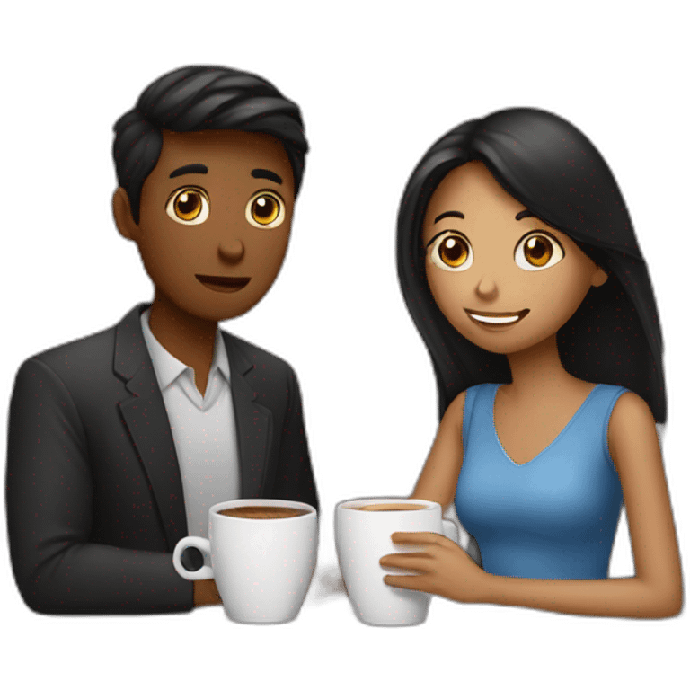 having coffee with girl in date nigt emoji