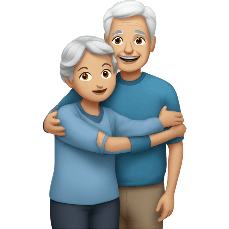 Grandma huggings with a boy and girl emoji