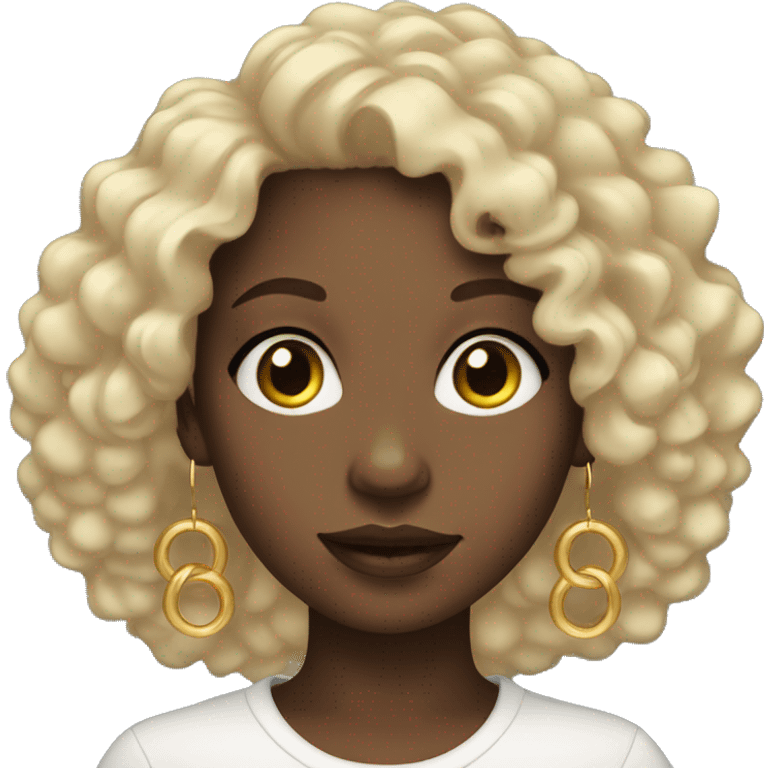 black girl with curly hair and gold hoop earrings  emoji