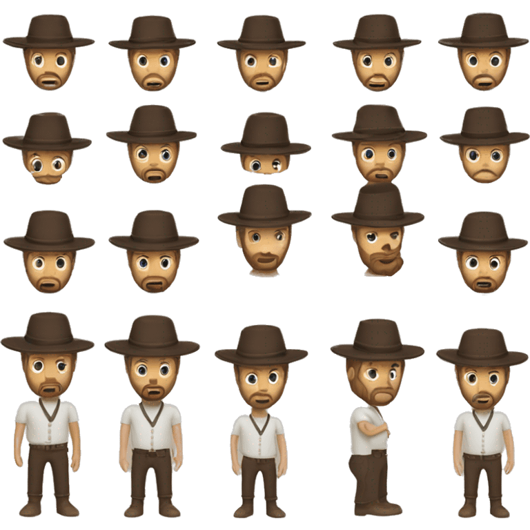 Amish man white with brown straw hat building a building with beard without a mustache with suspenders emoji