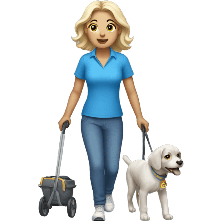 pet walker in blue outfit emoji