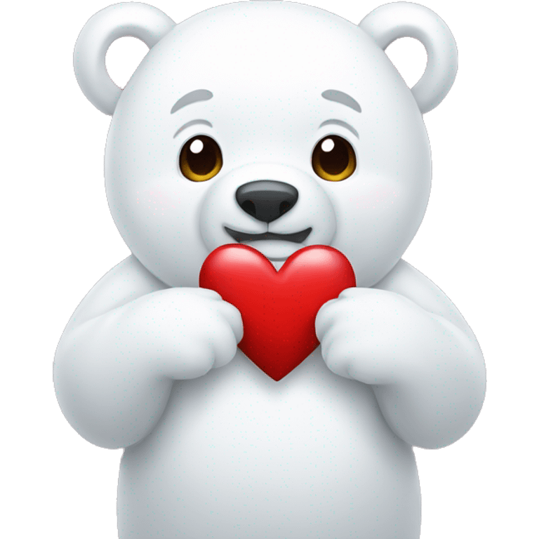 white bear holding a heart emoji