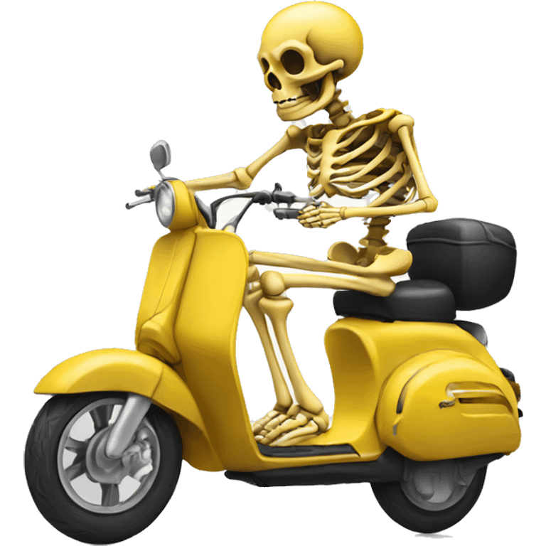 Skeleton on yellow motor scooter  emoji