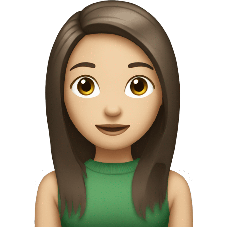 generate image of a brunette girl with straight hair holding the whatsapp icon emoji