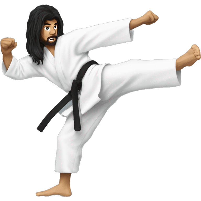 karate kick man long black hair emoji