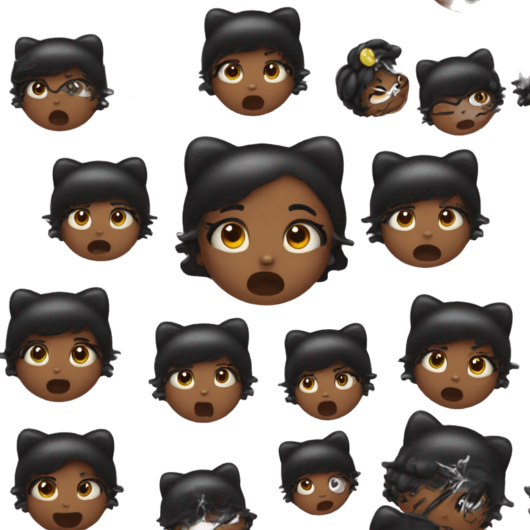 Black hello kitty girl being shocked  emoji