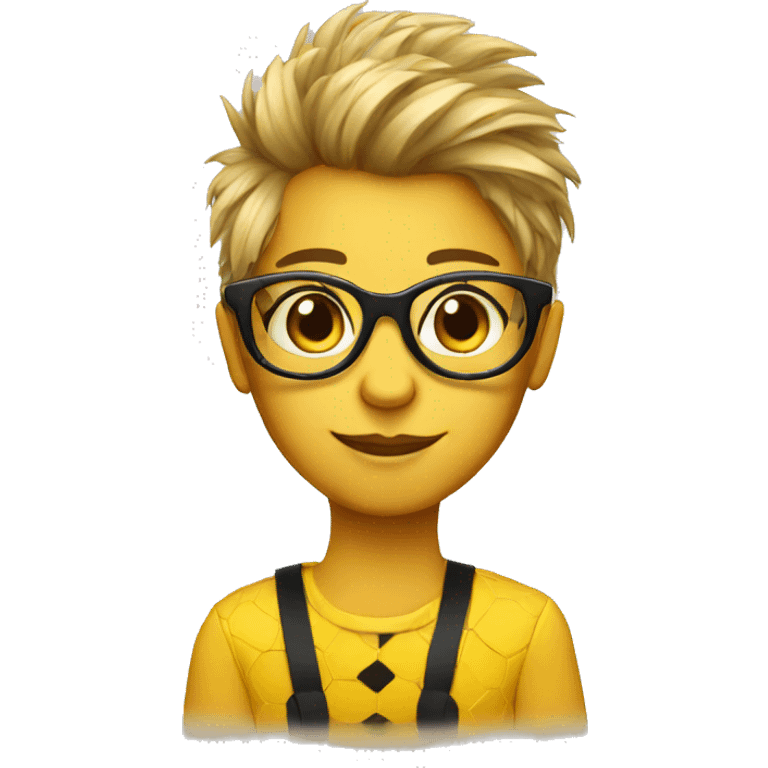 Personalized busy bee with glasses and bold hair emoji