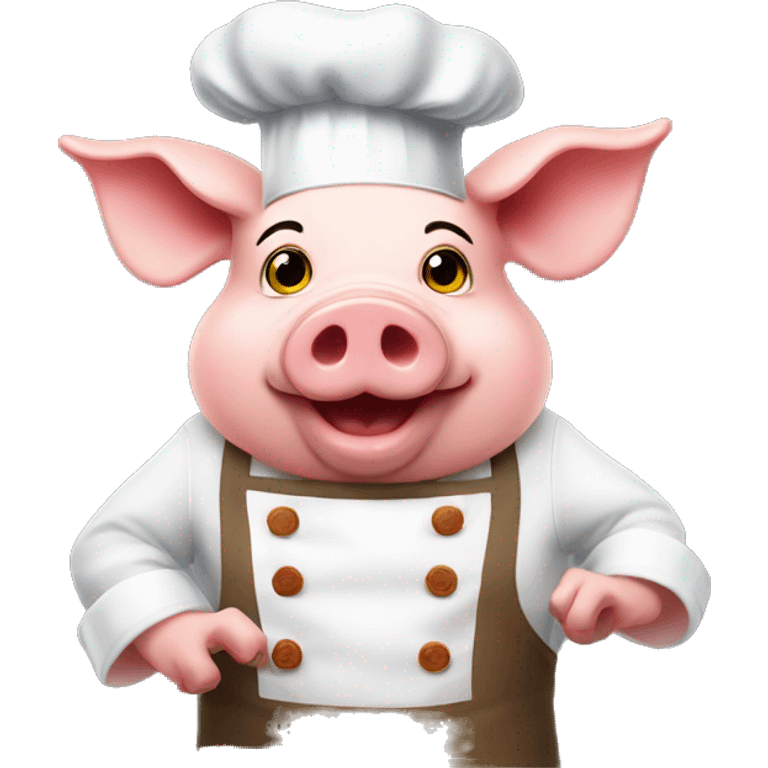 pig wearing apron and chef hat while cooking bacon emoji