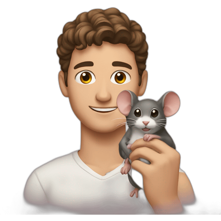 Zach Hadel holding a rat emoji