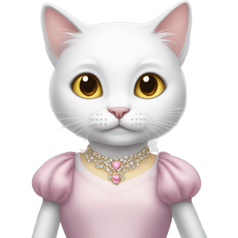 White cat in a princess dress emoji