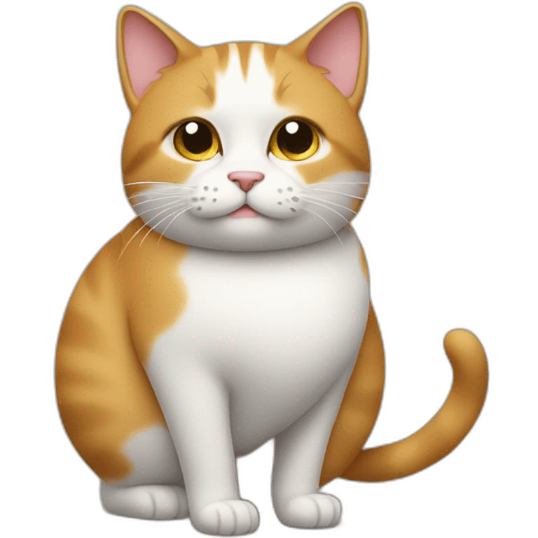 A cat standing with hands on hips and big belly emoji