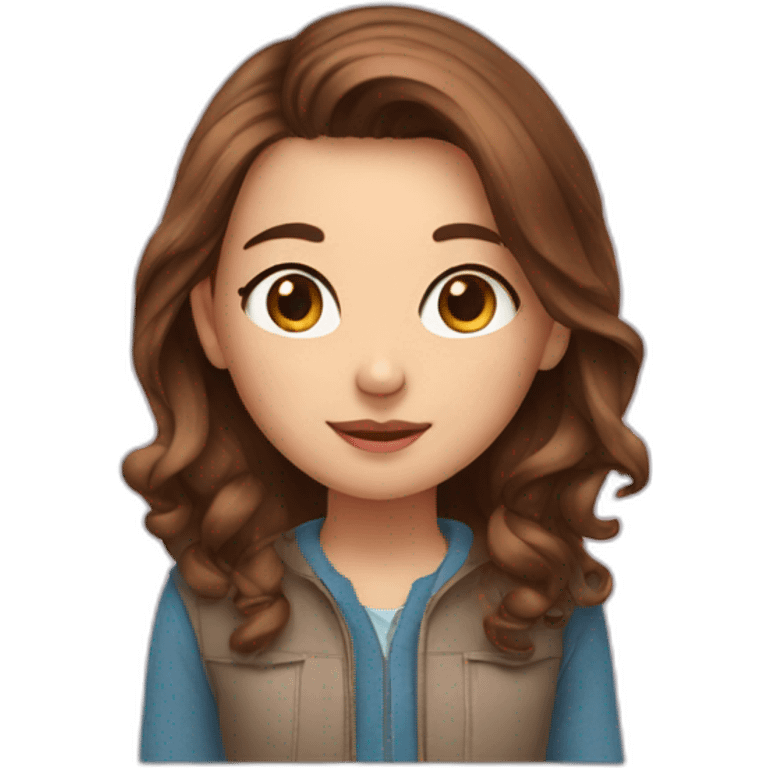 Adorable girl with brown hair emoji