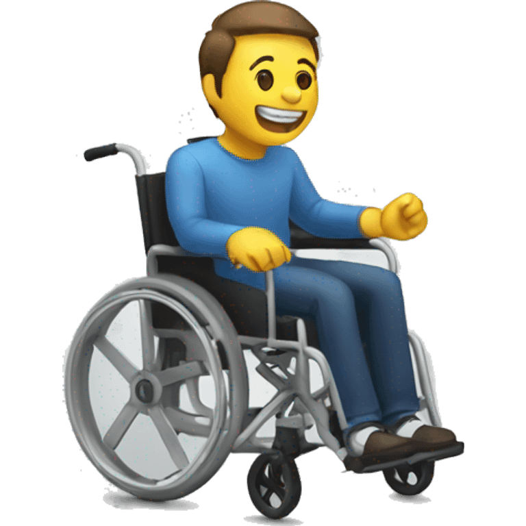 a man laughing in a wheelchair emoji