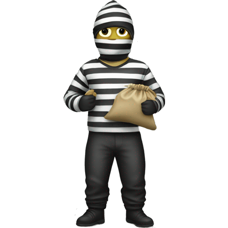 robber with striped clothing and money bag  emoji