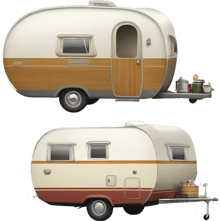 Realistic vintage oval caravan camper emoji