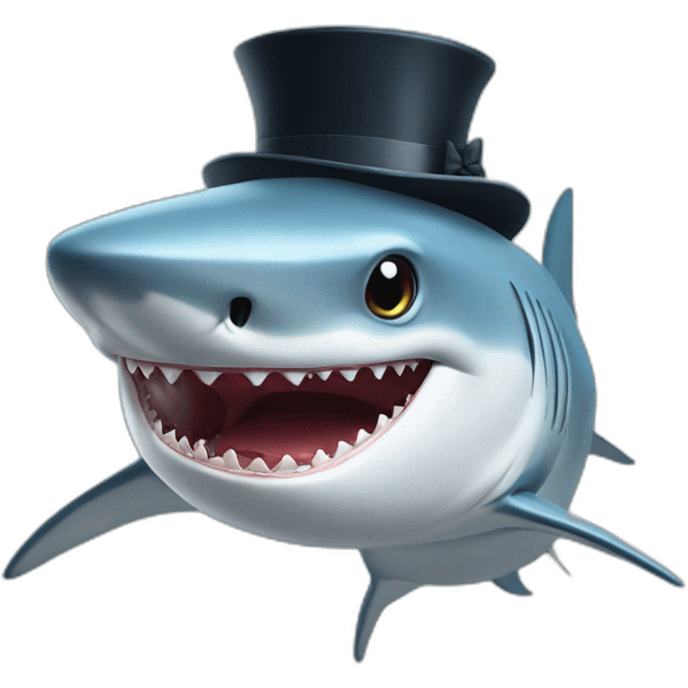 Shark with a top hat emoji