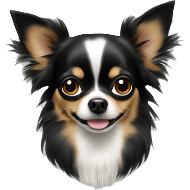 Black tri Long haired chihuahua  emoji