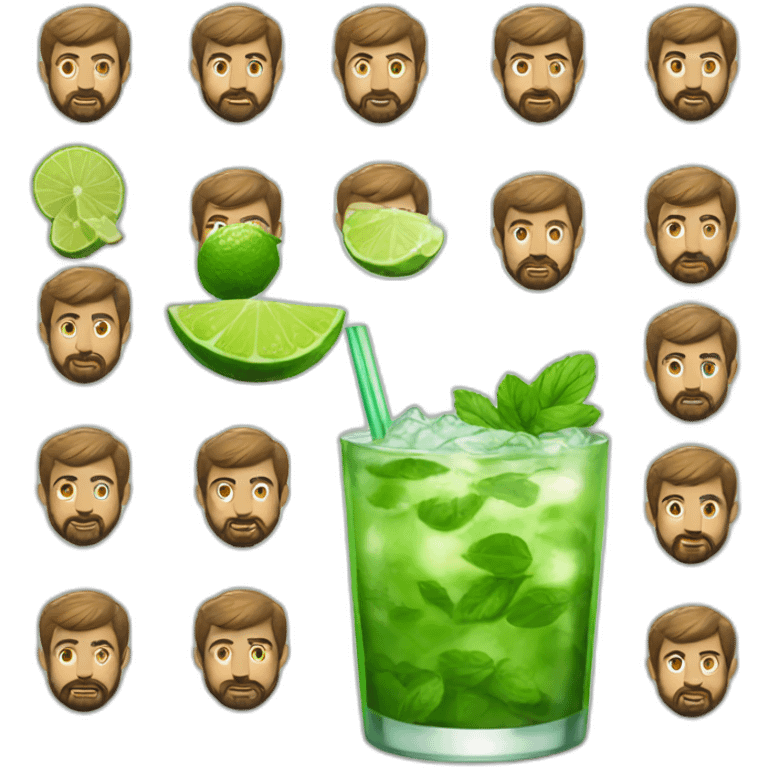 very short hair man with beard and with mojito emoji