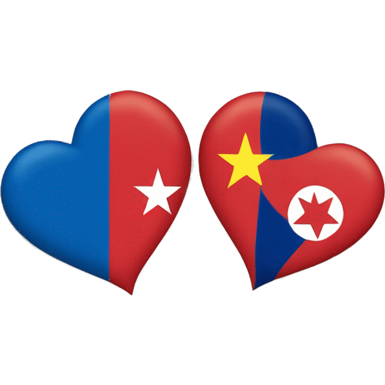 A heart between the Vietnamese flag and the Korean flag emoji