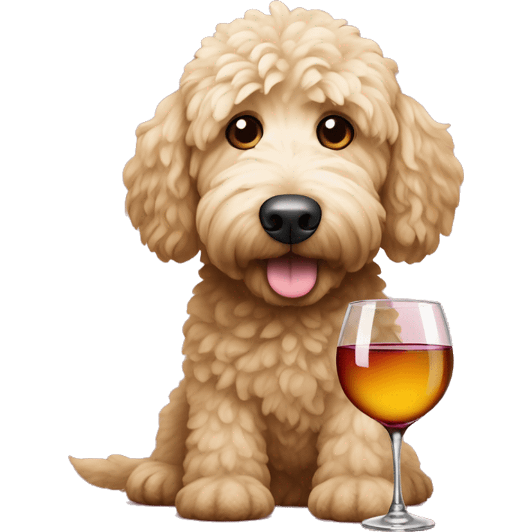 Golden Doodle with a glass of wine emoji