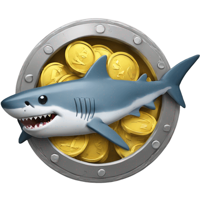 coins with shark inside emoji