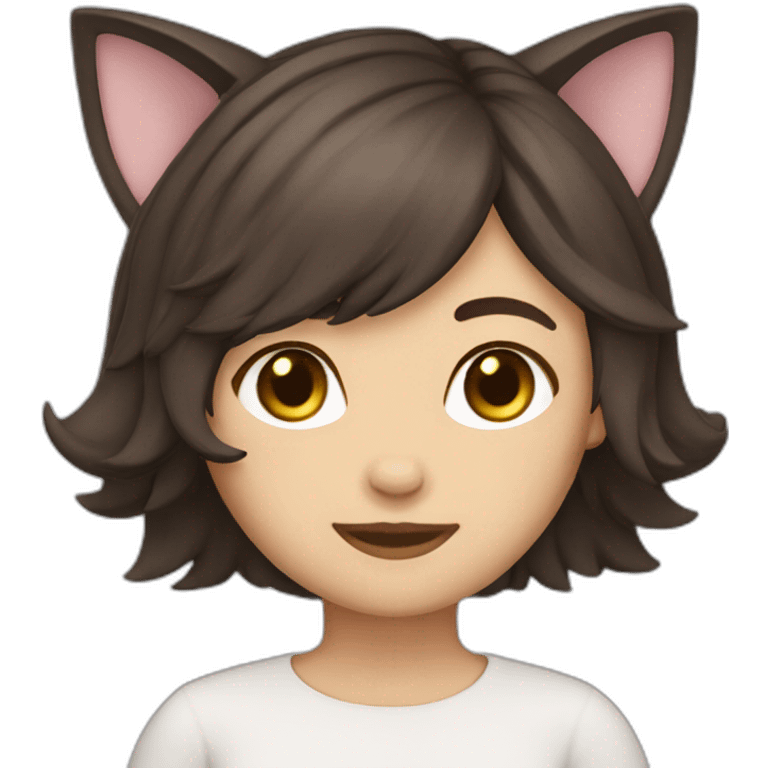 Cat girl (Caucasian with dark brown hair) cat ears emoji