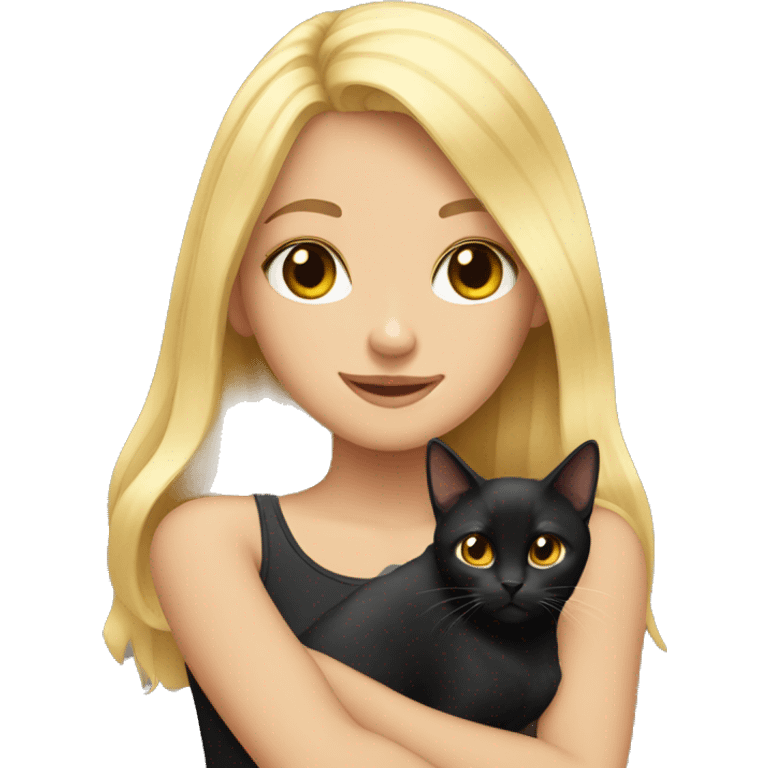 blond girl and black cat bond emoji