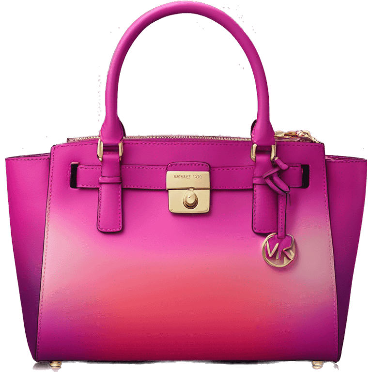 Realistic isolated magenta ombre Michael kors satchel purse.  emoji