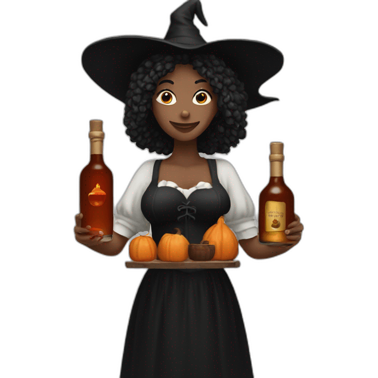 witch holding two hennessy bottles emoji