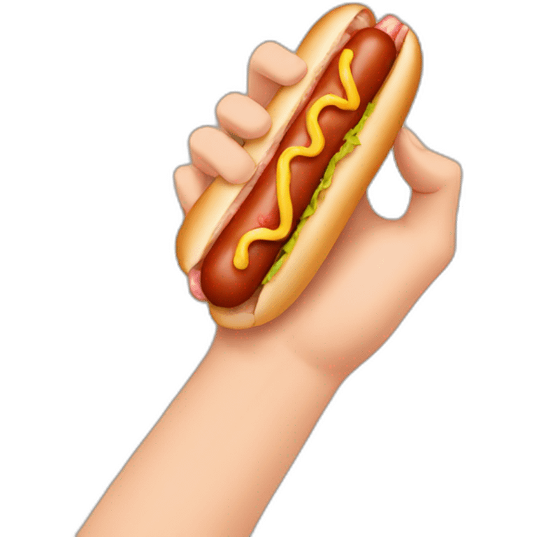 hand holding a hotdog emoji