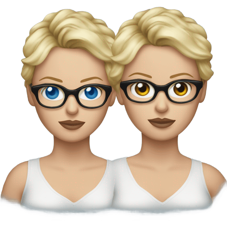 ultra realistic charlize theron, blue eyes, wearing shirt and black glasses  emoji