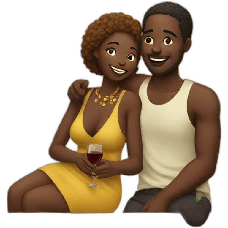 african couple drinking wine emoji