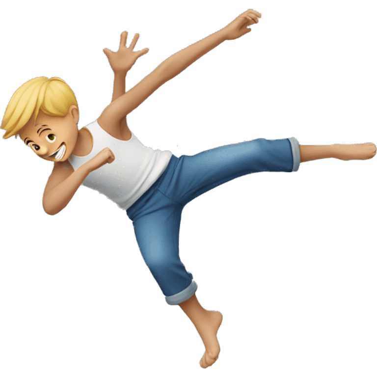 A boy doing flip emoji