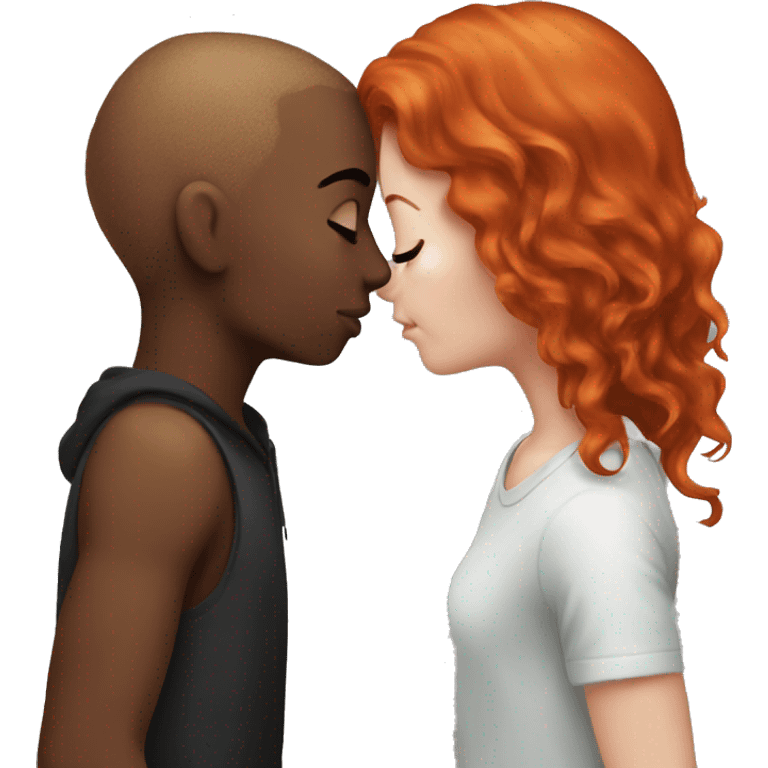 Red head girl kiss black head girlfriend  emoji