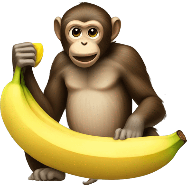 Monkey eating a huge banana emoji