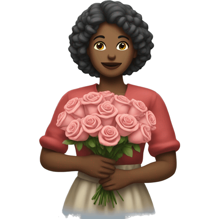 I want a woman holding a bouquet of roses emoji